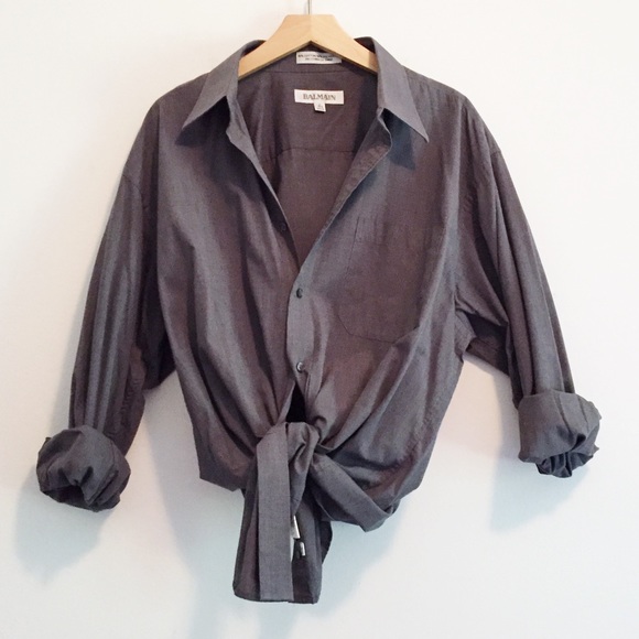 Balmain Tops - Balmain oversized boyfriend shirt dress shirt grey